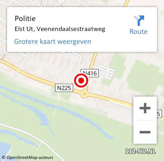 Locatie op kaart van de 112 melding: Politie Elst Ut, Veenendaalsestraatweg op 7 november 2015 17:26