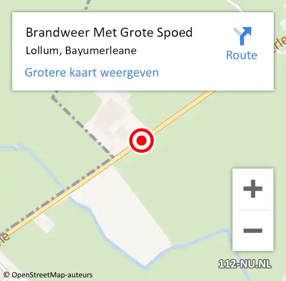 Locatie op kaart van de 112 melding: Brandweer Met Grote Spoed Naar Lollum, Bayumerleane op 7 november 2015 18:15