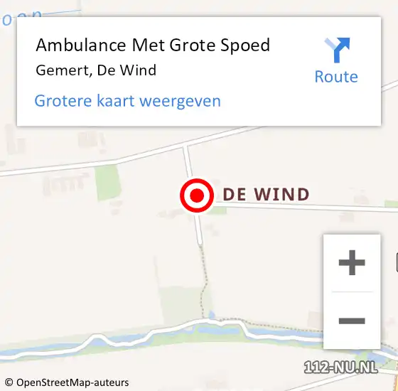 Locatie op kaart van de 112 melding: Ambulance Met Grote Spoed Naar Gemert, De Wind op 7 november 2015 19:16