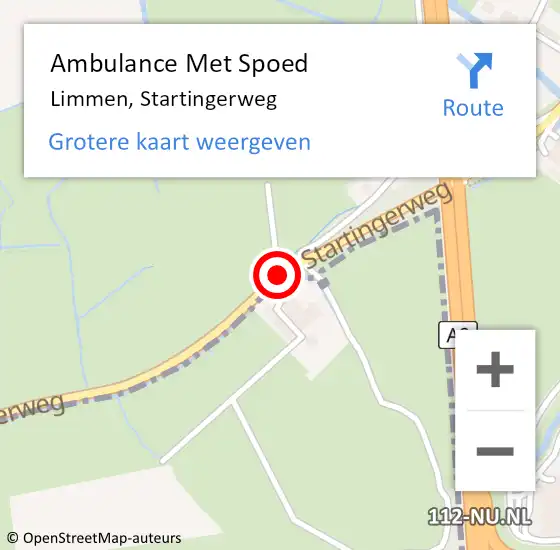 Locatie op kaart van de 112 melding: Ambulance Met Spoed Naar Limmen, Startingerweg op 26 november 2013 10:29