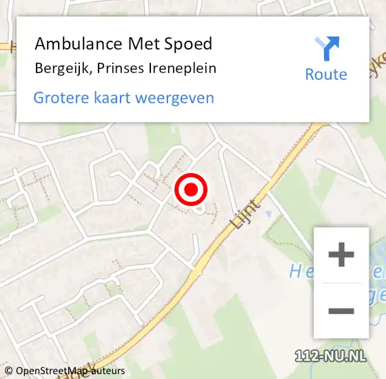 Locatie op kaart van de 112 melding: Ambulance Met Spoed Naar Bergeijk, Prinses Ireneplein op 7 november 2015 20:08