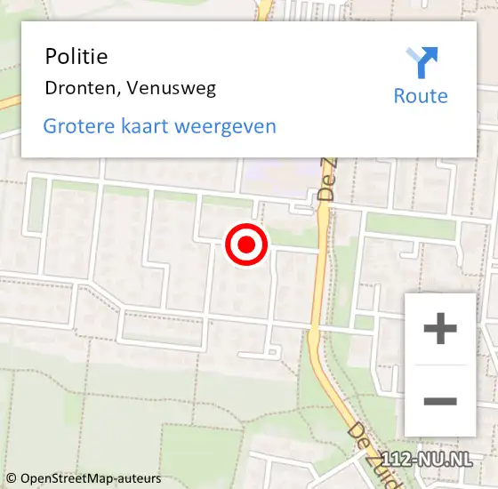 Locatie op kaart van de 112 melding: Politie Dronten, Venusweg op 7 november 2015 20:53