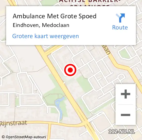 Locatie op kaart van de 112 melding: Ambulance Met Grote Spoed Naar Eindhoven, Medoclaan op 7 november 2015 21:02