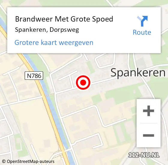 Locatie op kaart van de 112 melding: Brandweer Met Grote Spoed Naar Spankeren, Dorpsweg op 7 november 2015 21:08