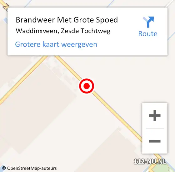 Locatie op kaart van de 112 melding: Brandweer Met Grote Spoed Naar Waddinxveen, Zesde Tochtweg op 7 november 2015 21:11