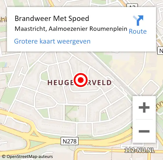 Locatie op kaart van de 112 melding: Brandweer Met Spoed Naar Maastricht, Aalmoezenier Roumenplein op 7 november 2015 21:21