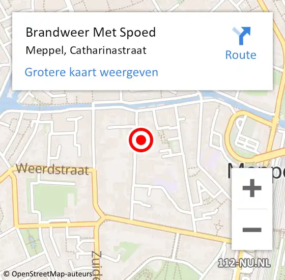 Locatie op kaart van de 112 melding: Brandweer Met Spoed Naar Meppel, Catharinastraat op 7 november 2015 21:26