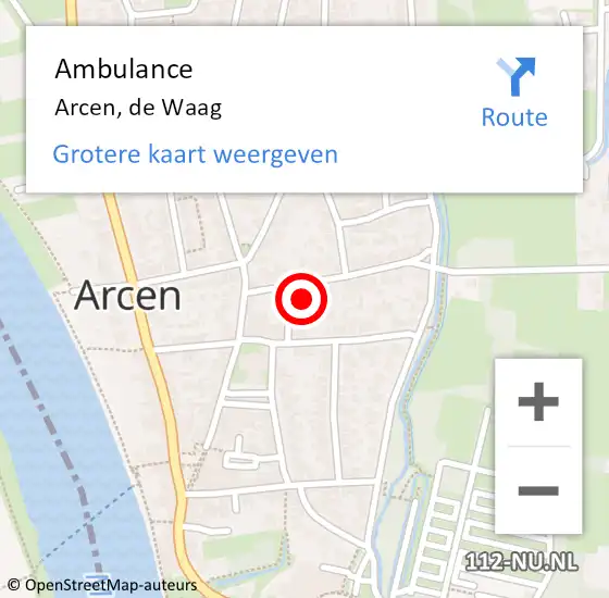 Locatie op kaart van de 112 melding: Ambulance Arcen, de Waag op 7 november 2015 21:29