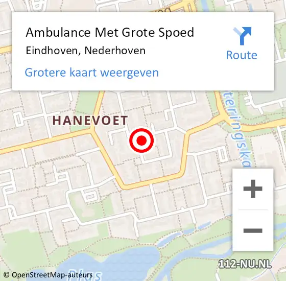 Locatie op kaart van de 112 melding: Ambulance Met Grote Spoed Naar Eindhoven, Nederhoven op 7 november 2015 21:43