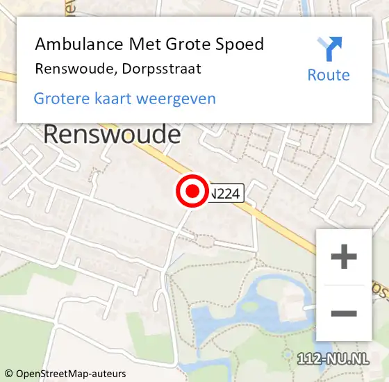 Locatie op kaart van de 112 melding: Ambulance Met Grote Spoed Naar Renswoude, Dorpsstraat op 7 november 2015 22:04