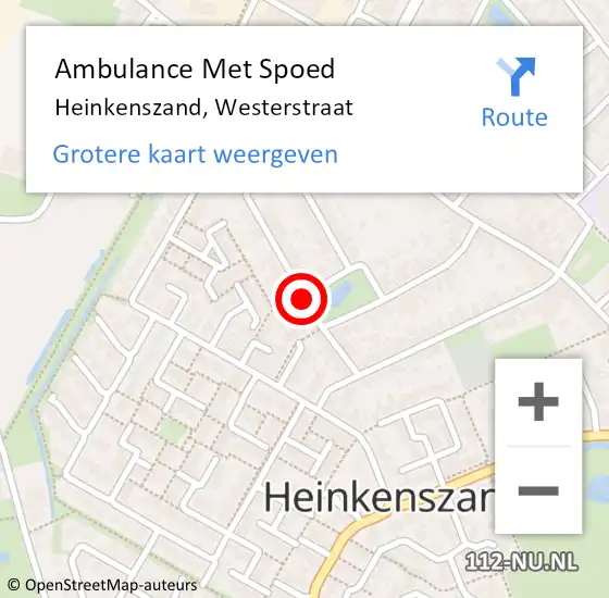 Locatie op kaart van de 112 melding: Ambulance Met Spoed Naar Heinkenszand, Westerstraat op 7 november 2015 22:08