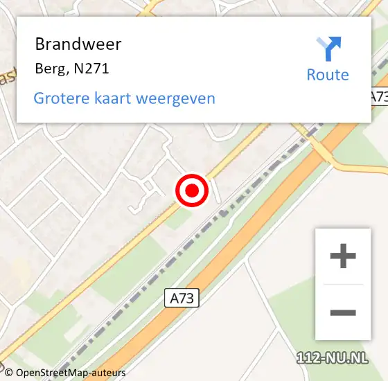 Locatie op kaart van de 112 melding: Brandweer Berg, N271 op 7 november 2015 22:37