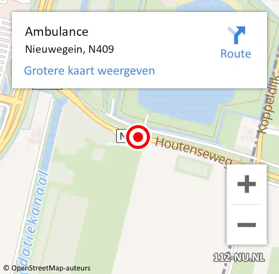 Locatie op kaart van de 112 melding: Ambulance Nieuwegein, N409 op 7 november 2015 23:27