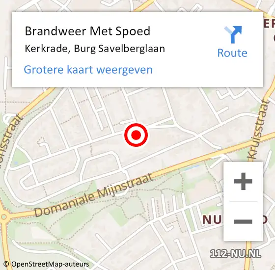 Locatie op kaart van de 112 melding: Brandweer Met Spoed Naar Kerkrade, Burg Savelberglaan op 8 november 2015 00:56