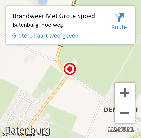 Locatie op kaart van de 112 melding: Brandweer Met Grote Spoed Naar Batenburg, Hoefweg op 8 november 2015 01:19