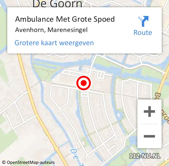 Locatie op kaart van de 112 melding: Ambulance Met Grote Spoed Naar Avenhorn, Marenesingel op 8 november 2015 01:25