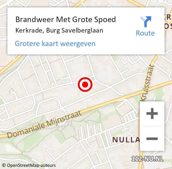 Locatie op kaart van de 112 melding: Brandweer Met Grote Spoed Naar Kerkrade, Burg Savelberglaan op 8 november 2015 03:16