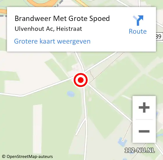 Locatie op kaart van de 112 melding: Brandweer Met Grote Spoed Naar Ulvenhout Ac, Heistraat op 26 november 2013 11:00