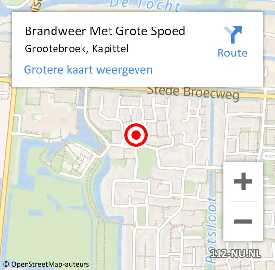 Locatie op kaart van de 112 melding: Brandweer Met Grote Spoed Naar Grootebroek, Kapittel op 8 november 2015 03:53