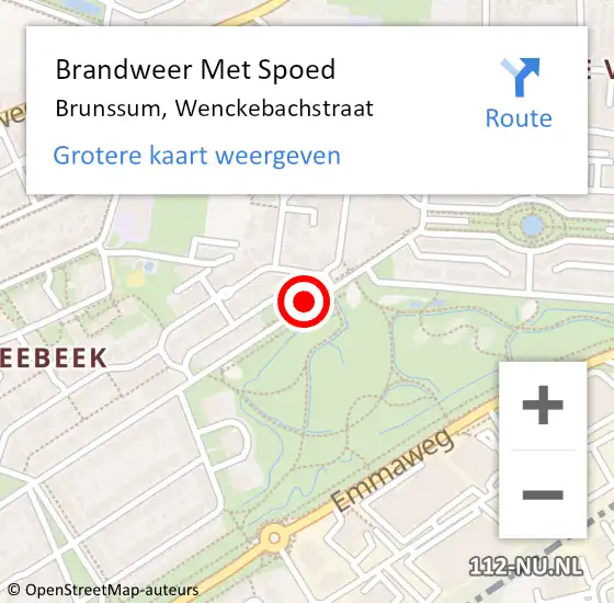 Locatie op kaart van de 112 melding: Brandweer Met Spoed Naar Brunssum, Wenckebachstraat op 8 november 2015 04:00