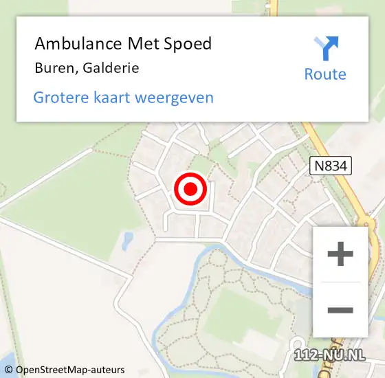 Locatie op kaart van de 112 melding: Ambulance Met Spoed Naar Buren, Galderie op 8 november 2015 08:59