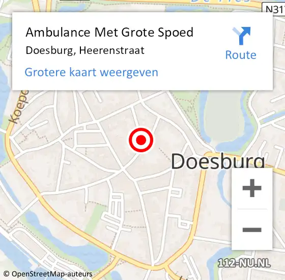 Locatie op kaart van de 112 melding: Ambulance Met Grote Spoed Naar Doesburg, Heerenstraat op 8 november 2015 09:43