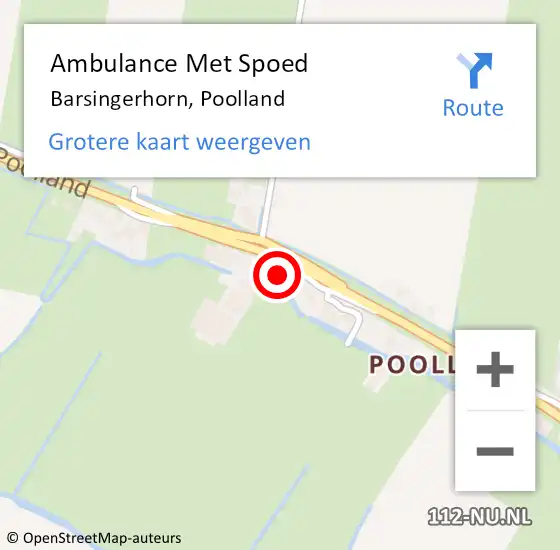 Locatie op kaart van de 112 melding: Ambulance Met Spoed Naar Barsingerhorn, Poolland op 8 november 2015 10:30