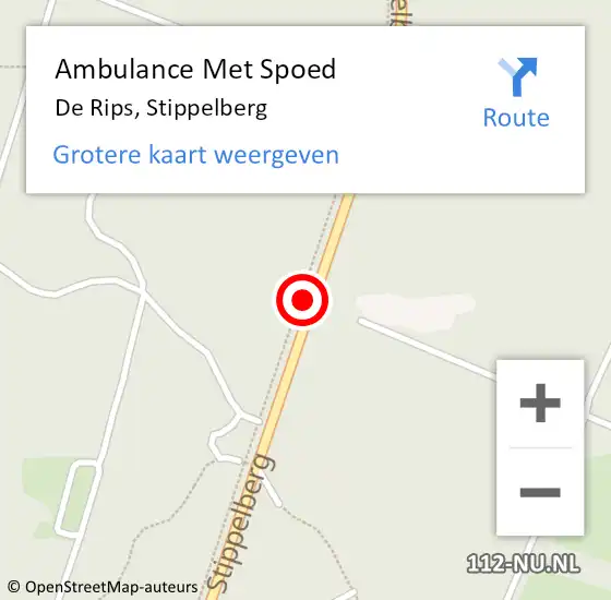 Locatie op kaart van de 112 melding: Ambulance Met Spoed Naar De Rips, Stippelberg op 8 november 2015 10:42