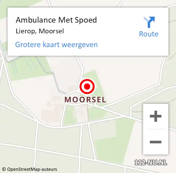 Locatie op kaart van de 112 melding: Ambulance Met Spoed Naar Lierop, Moorsel op 8 november 2015 10:57