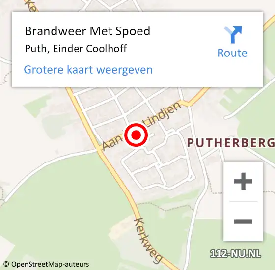 Locatie op kaart van de 112 melding: Brandweer Met Spoed Naar Puth, Einder Coolhoff op 8 november 2015 11:21