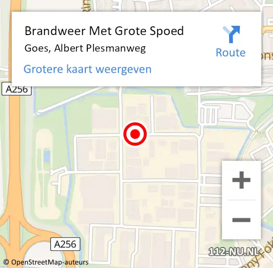 Locatie op kaart van de 112 melding: Brandweer Met Grote Spoed Naar Goes, Albert Plesmanweg op 8 november 2015 11:41