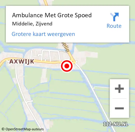 Locatie op kaart van de 112 melding: Ambulance Met Grote Spoed Naar Middelie, Zijvend op 13 september 2013 23:13