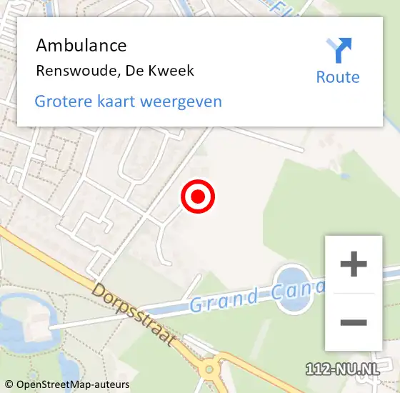 Locatie op kaart van de 112 melding: Ambulance Renswoude, De Kweek op 8 november 2015 12:24