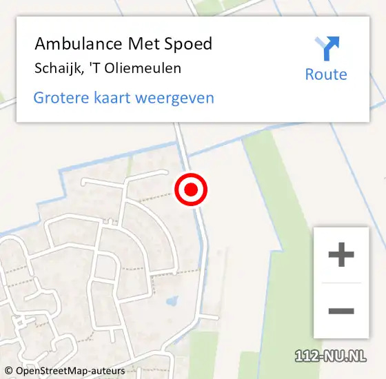 Locatie op kaart van de 112 melding: Ambulance Met Spoed Naar Schaijk, 'T Oliemeulen op 8 november 2015 12:45