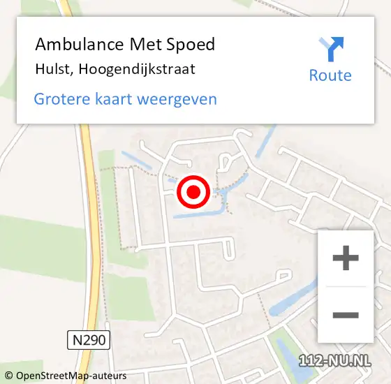 Locatie op kaart van de 112 melding: Ambulance Met Spoed Naar Hulst, Hoogendijkstraat op 8 november 2015 12:53