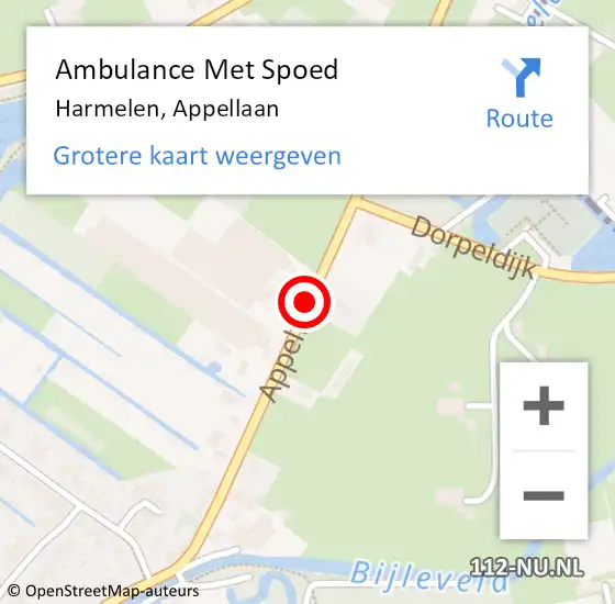 Locatie op kaart van de 112 melding: Ambulance Met Spoed Naar Harmelen, Appellaan op 8 november 2015 13:03