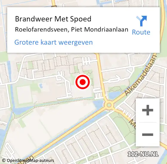 Locatie op kaart van de 112 melding: Brandweer Met Spoed Naar Roelofarendsveen, Piet Mondriaanlaan op 8 november 2015 14:40