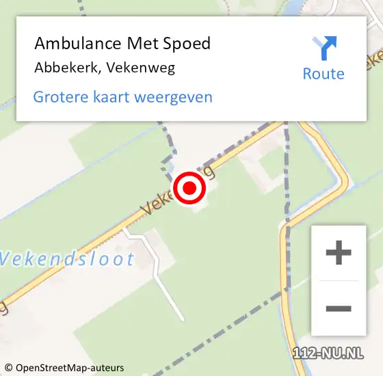 Locatie op kaart van de 112 melding: Ambulance Met Spoed Naar Abbekerk, Vekenweg op 26 november 2013 11:32