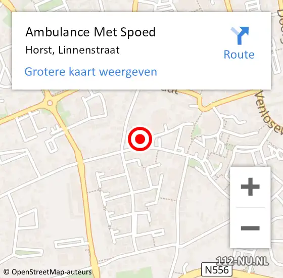 Locatie op kaart van de 112 melding: Ambulance Met Spoed Naar Horst, Linnenstraat op 8 november 2015 15:10