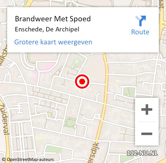 Locatie op kaart van de 112 melding: Brandweer Met Spoed Naar Enschede, De Archipel op 8 november 2015 16:53