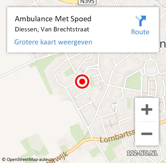 Locatie op kaart van de 112 melding: Ambulance Met Spoed Naar Diessen, Van Brechtstraat op 8 november 2015 17:08