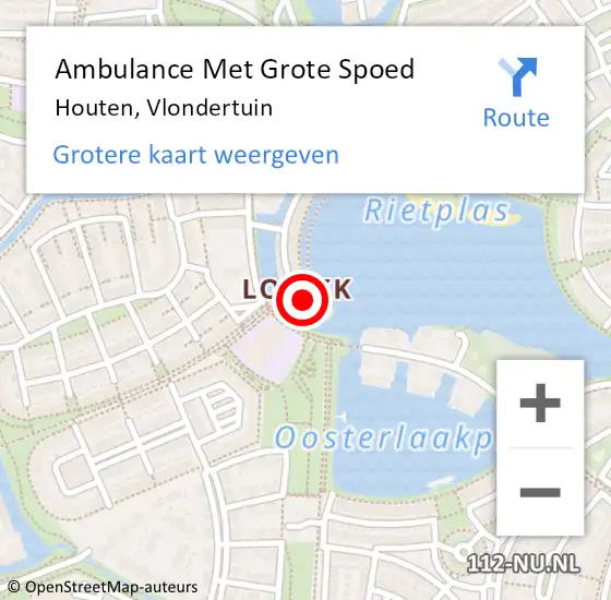 Locatie op kaart van de 112 melding: Ambulance Met Grote Spoed Naar Houten, Vlondertuin op 8 november 2015 17:09