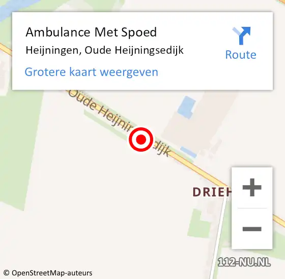 Locatie op kaart van de 112 melding: Ambulance Met Spoed Naar Heijningen, Oude Heijningsedijk op 8 november 2015 17:37