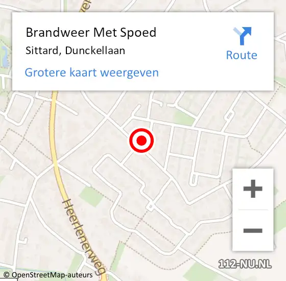 Locatie op kaart van de 112 melding: Brandweer Met Spoed Naar Sittard, Dunckellaan op 8 november 2015 18:17