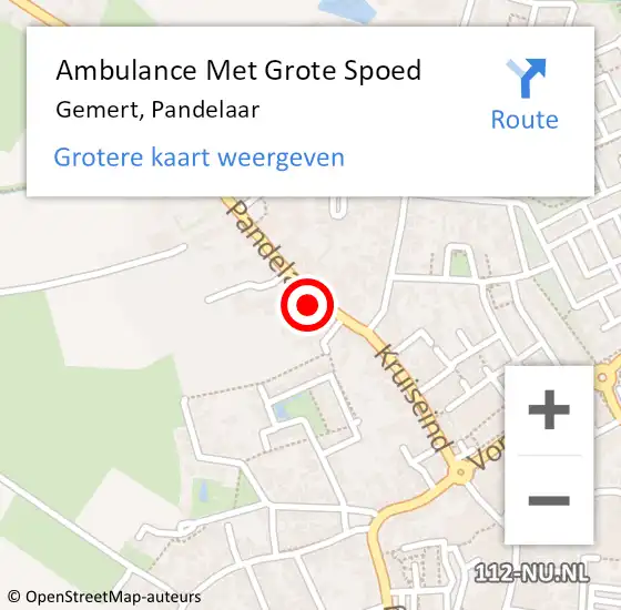 Locatie op kaart van de 112 melding: Ambulance Met Grote Spoed Naar Gemert, Pandelaar op 8 november 2015 18:43
