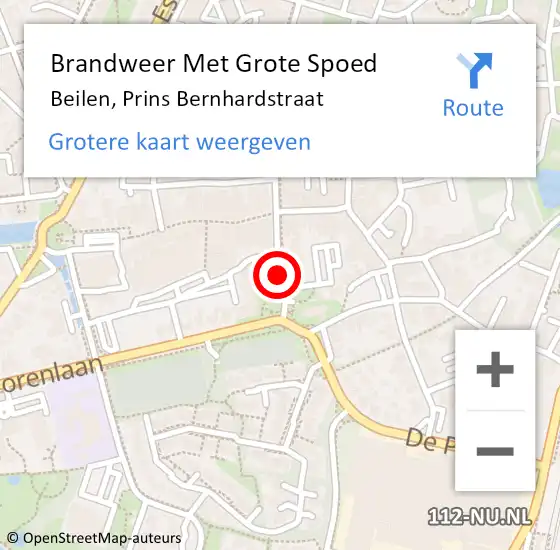 Locatie op kaart van de 112 melding: Brandweer Met Grote Spoed Naar Beilen, Prins Bernhardstraat op 8 november 2015 18:44