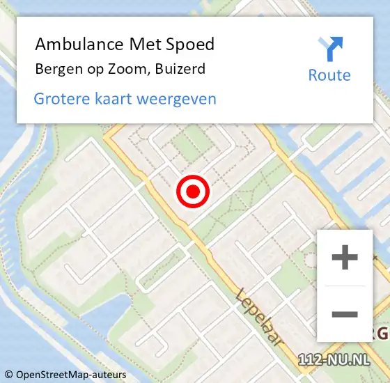 Locatie op kaart van de 112 melding: Ambulance Met Spoed Naar Bergen op Zoom, Buizerd op 8 november 2015 19:13