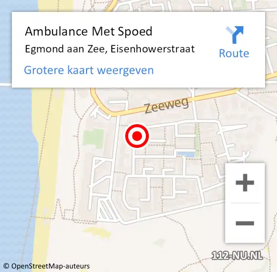 Locatie op kaart van de 112 melding: Ambulance Met Spoed Naar Egmond aan Zee, Eisenhowerstraat op 8 november 2015 19:46