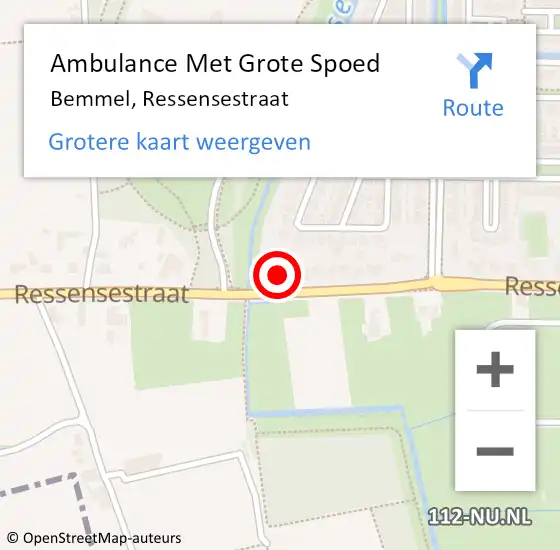 Locatie op kaart van de 112 melding: Ambulance Met Grote Spoed Naar Ressen, Ressensestraat op 8 november 2015 20:07