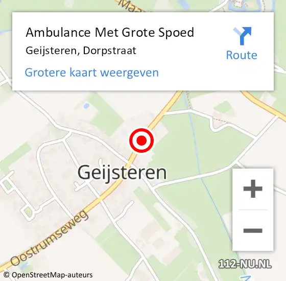 Locatie op kaart van de 112 melding: Ambulance Met Grote Spoed Naar Geijsteren, Dorpstraat op 8 november 2015 20:41